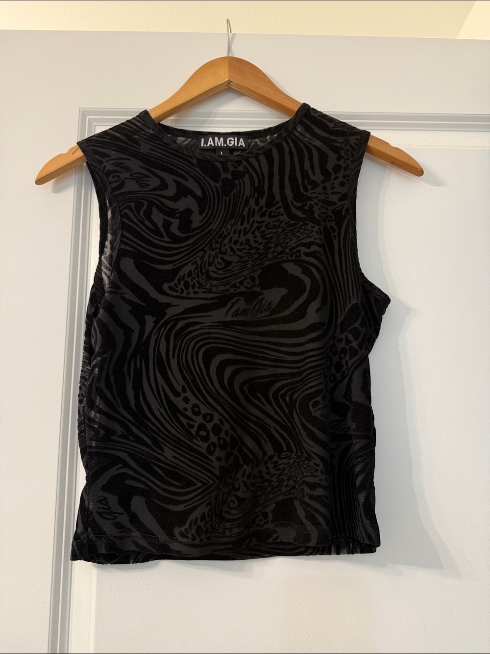 I.AM.GIA Black Velvet Burnout Swirl Tank